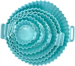 6 Pcs Reusable Air Fryer Silicone Pot Liners | Non-Stick, Heat-Resistant Basket & Baking Trays | Multicolor Air Fryer Accessories | Dishwasher Safe (Pack of 1).