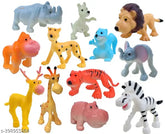 Funny Jungle Animals Toys Forest Animal Set Mini Cartoon Animal Toys Figure Playing Set for Kids - Pack of 12 Pcs
