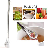 2 in 1 Stainless Steel Drinking Spoon Straws (Pack of 2)