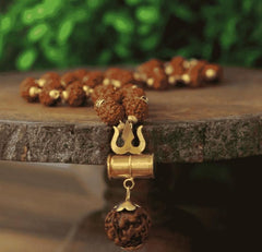Shiv Trishul Pendant with Rudraksha Chain