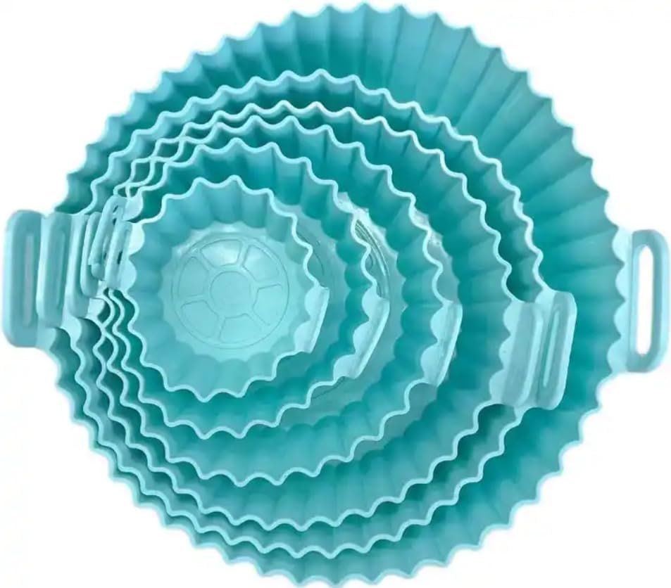 6 Pcs Reusable Air Fryer Silicone Pot Liners | Non-Stick, Heat-Resistant Basket & Baking Trays | Multicolor Air Fryer Accessories | Dishwasher Safe (Pack of 1).