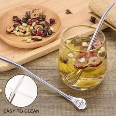 2 in 1 Stainless Steel Drinking Spoon Straws (Pack of 2)